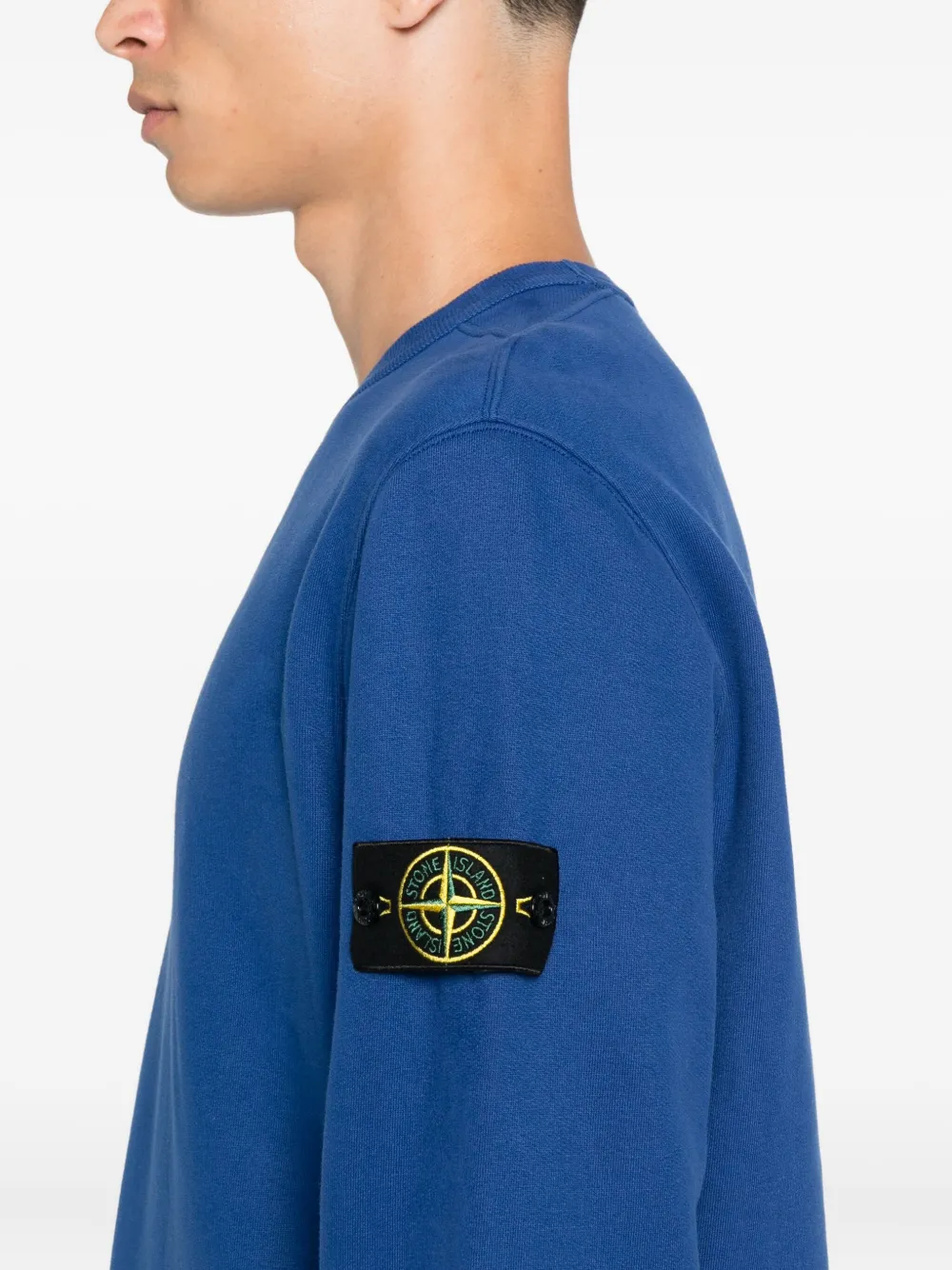Stone Island 6100028 logo-patch crew-neck sweatshirt Blauw