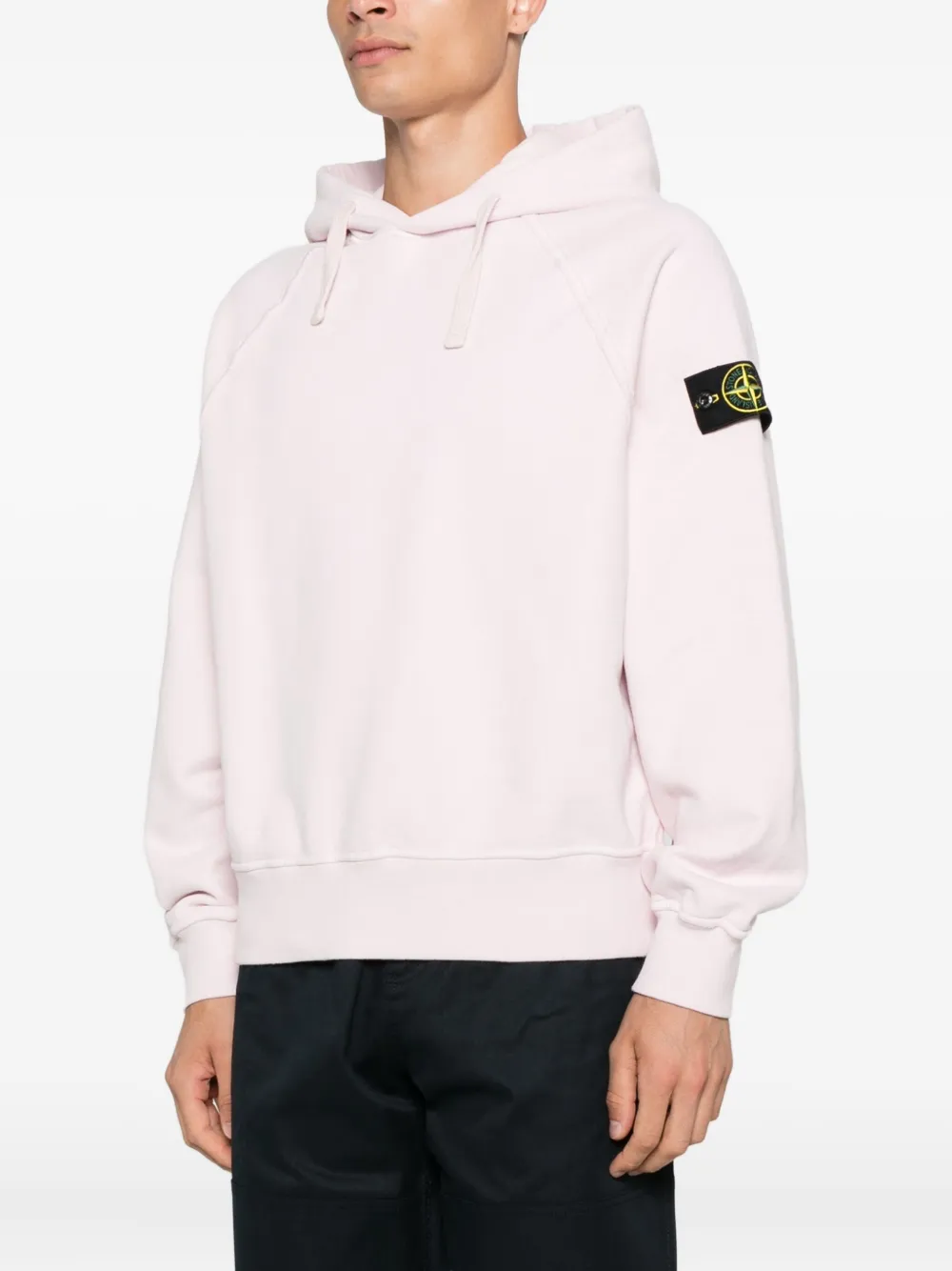 Stone Island logo-patch hooded sweater Roze