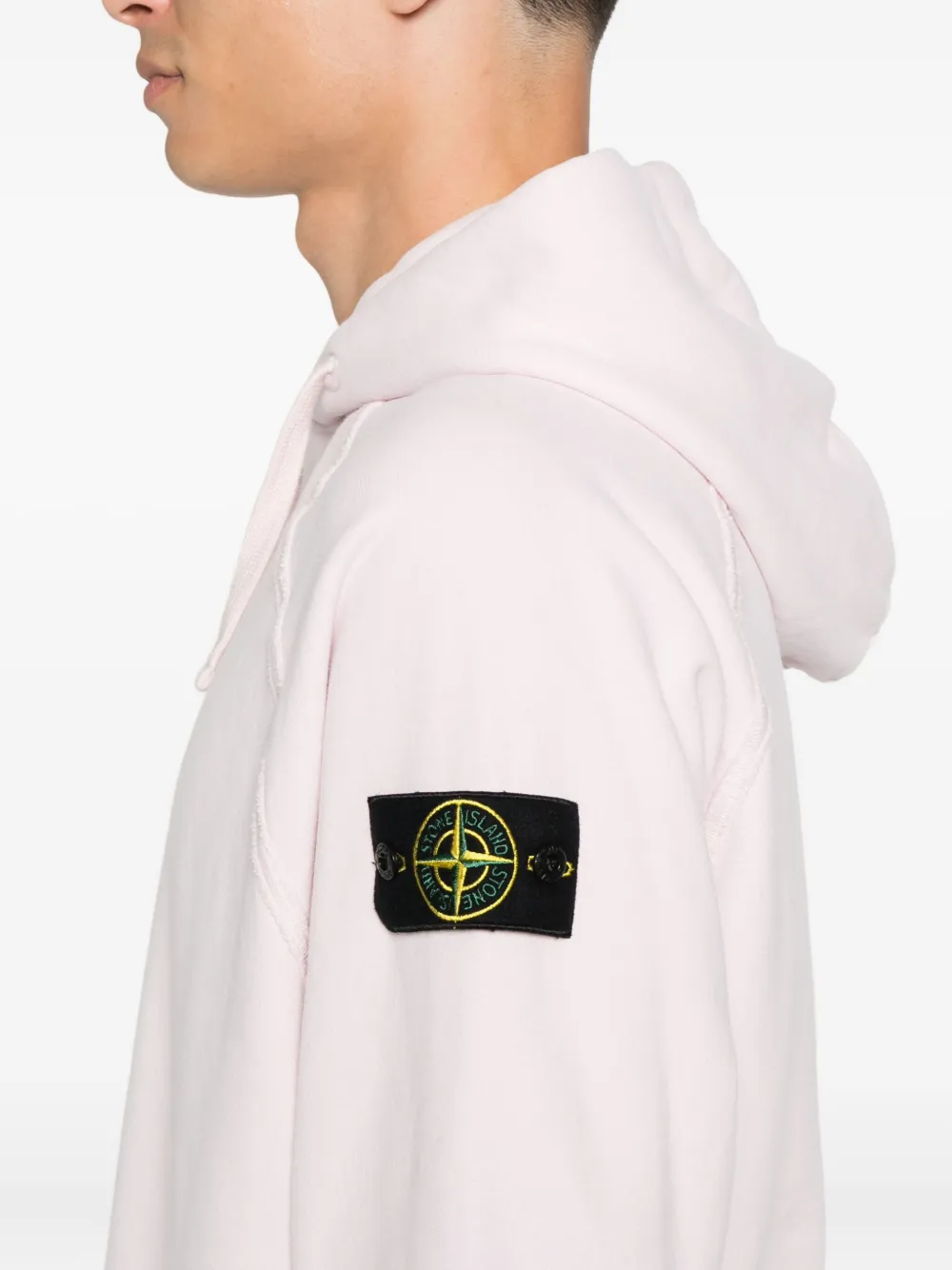 Stone Island logo-patch hooded sweater Roze