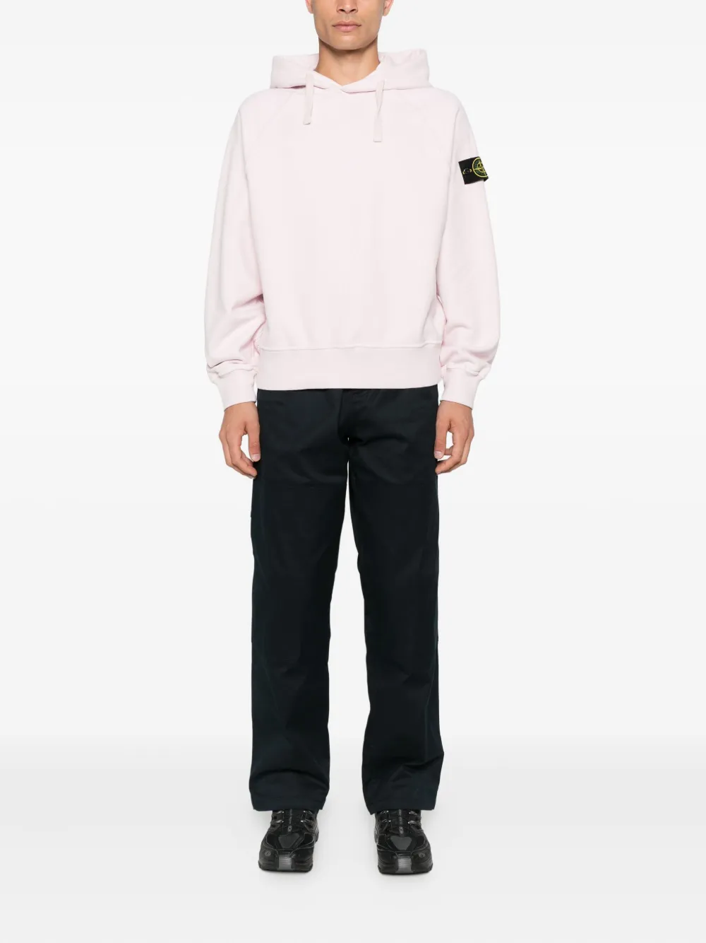 Stone Island logo-patch hooded sweater Roze