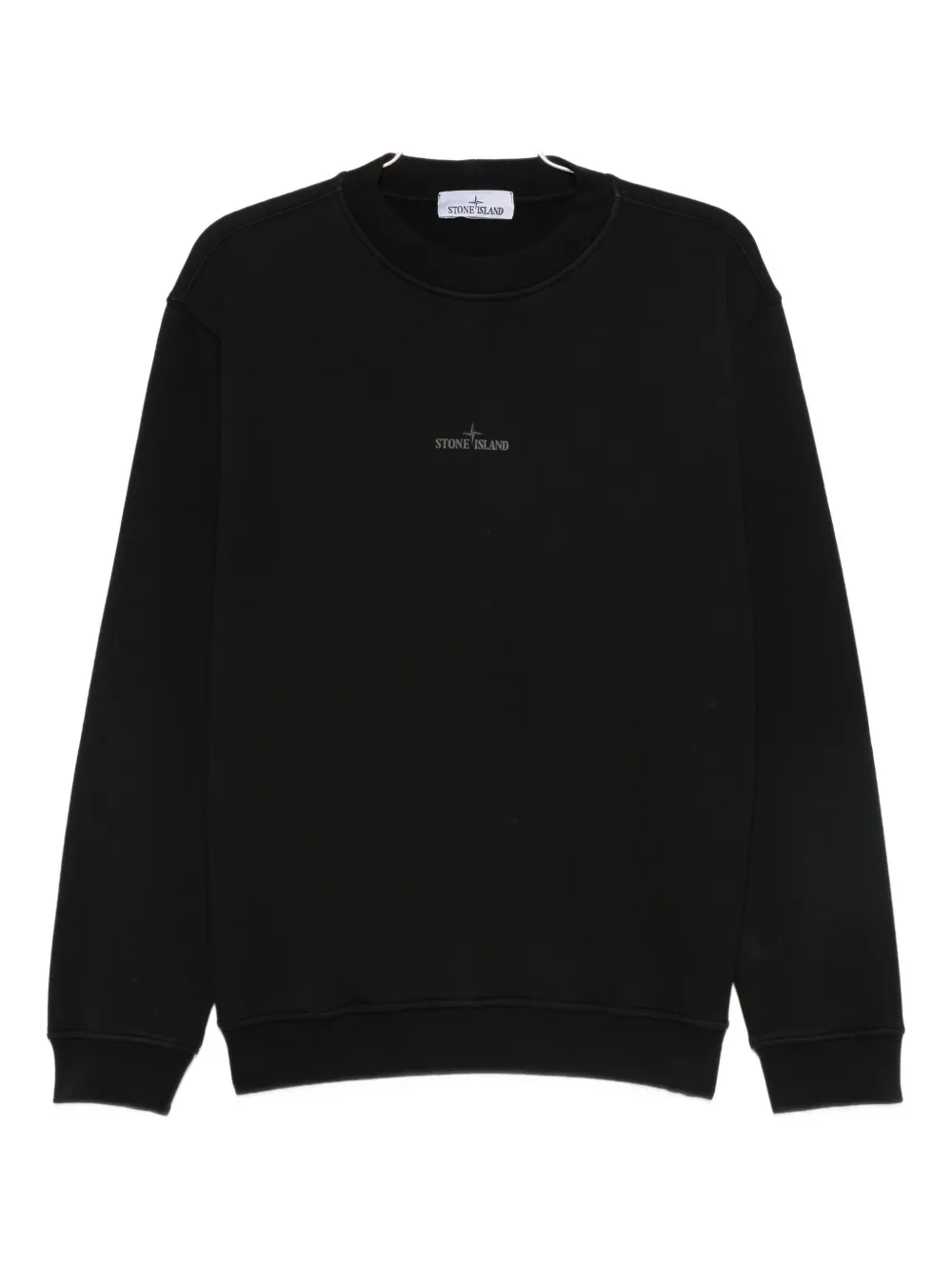 Stone Island logo-embroidered cotton sweatshirt Zwart