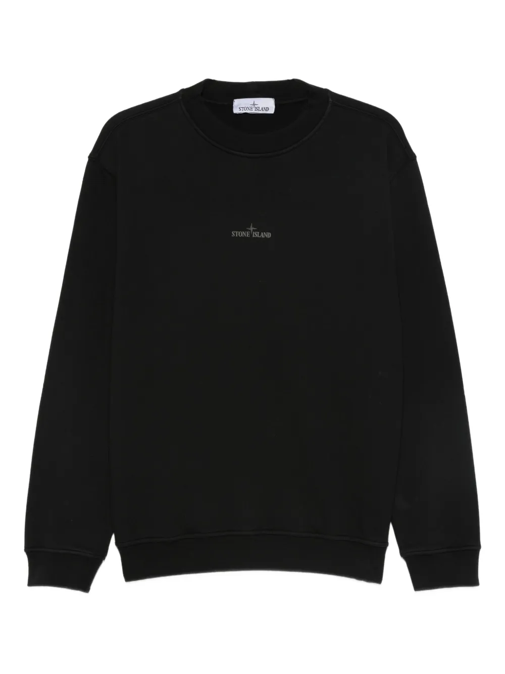 Stone Island logo-embroidered cotton sweatshirt Zwart