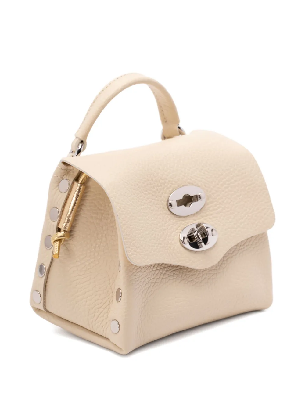 Zanellato Postina leather top-handle studded shoulder bag Beige