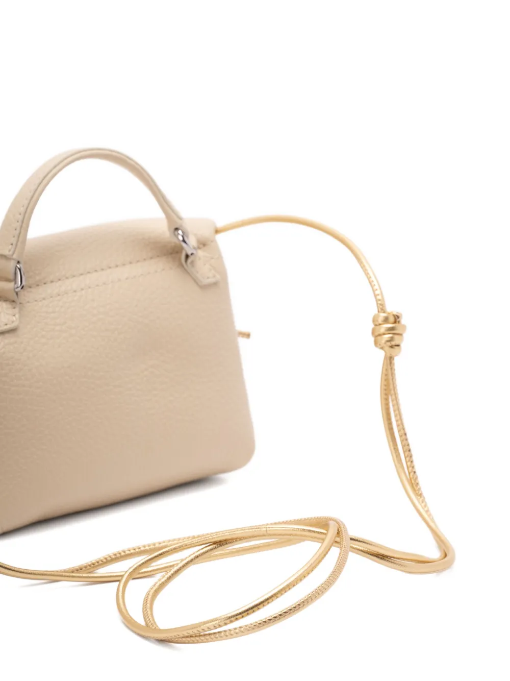 Zanellato Postina leather top-handle studded shoulder bag Beige
