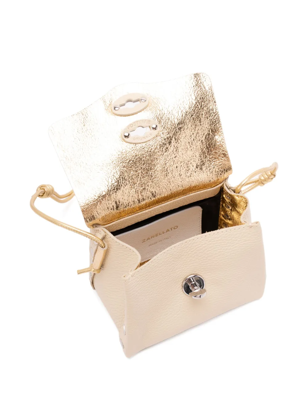 Zanellato Postina leather top-handle studded shoulder bag Beige