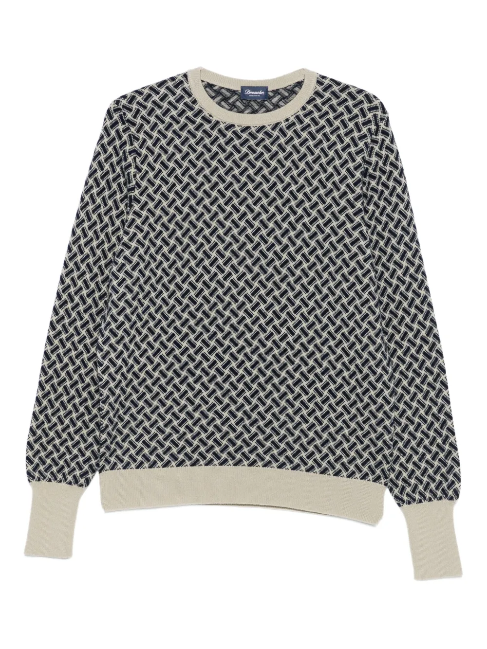 Drumohr geometric-pattern crew-neck sweater Blauw