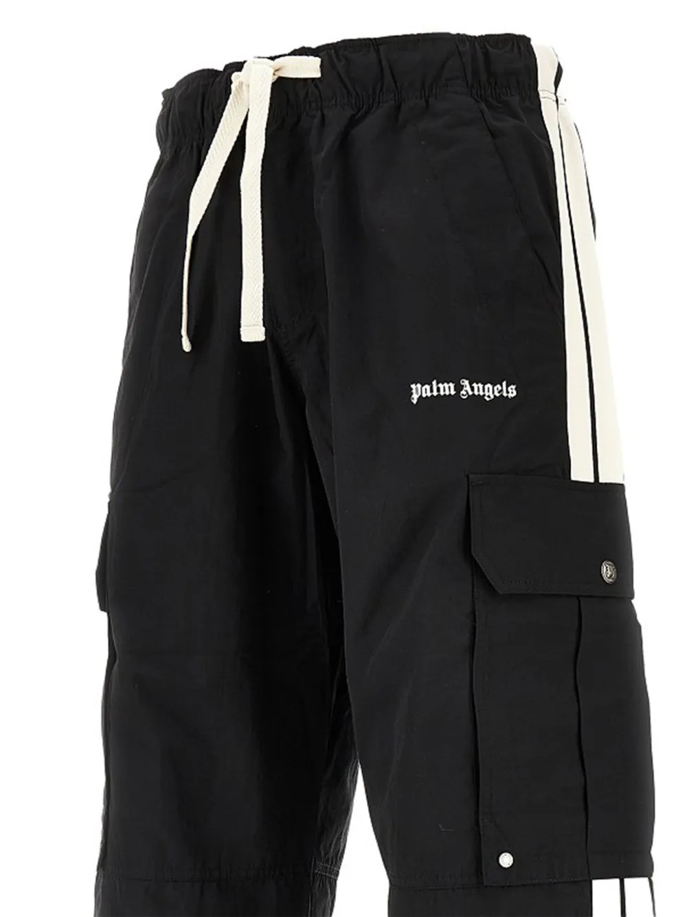 Palm Angels Side-stripe Cargo Track Pants In Black