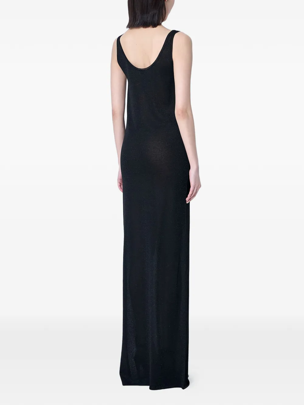 Saint Laurent Maxi-jurk met diepe hals Zwart