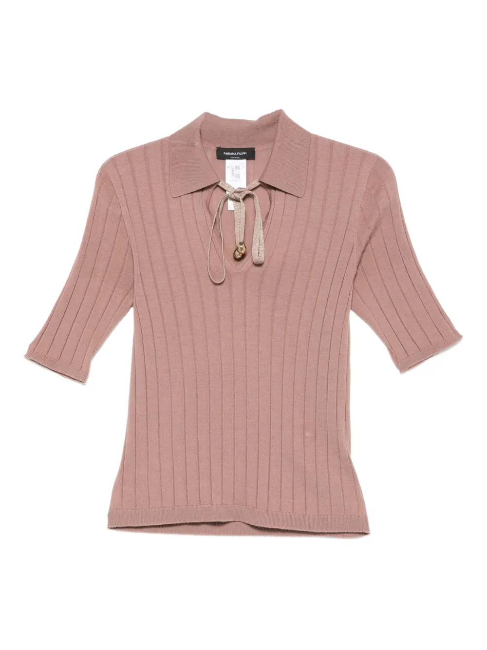 Fabiana Filippi ribbed tie-neck top | Pink | Image 1