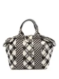 CHANEL Pre-Owned 2010-2011 Small Canvas Printed CC Gingham handbag - White