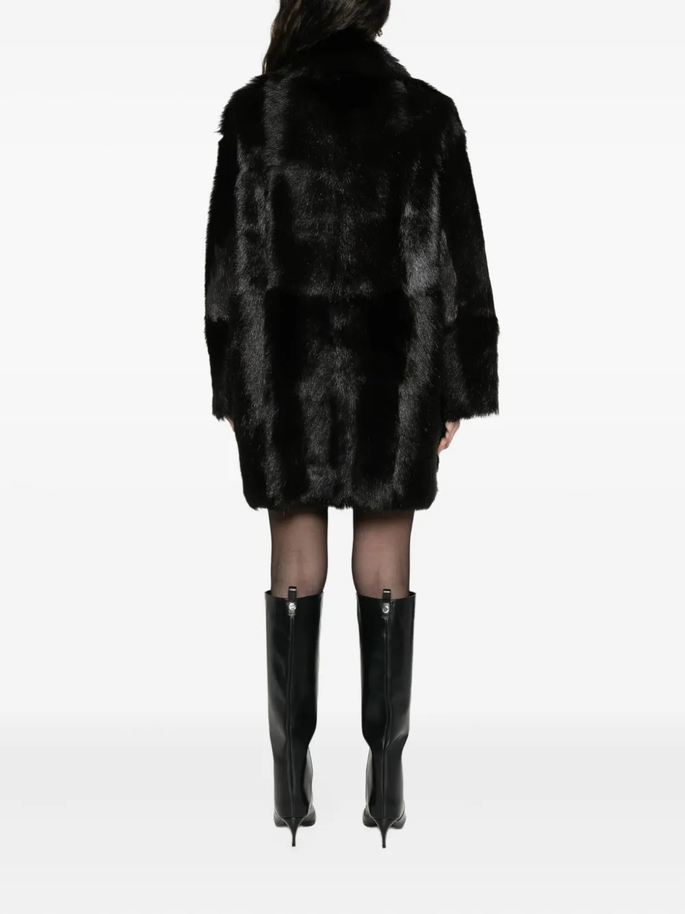 Alberta Ferretti High-neck Buttoned Coat In Black