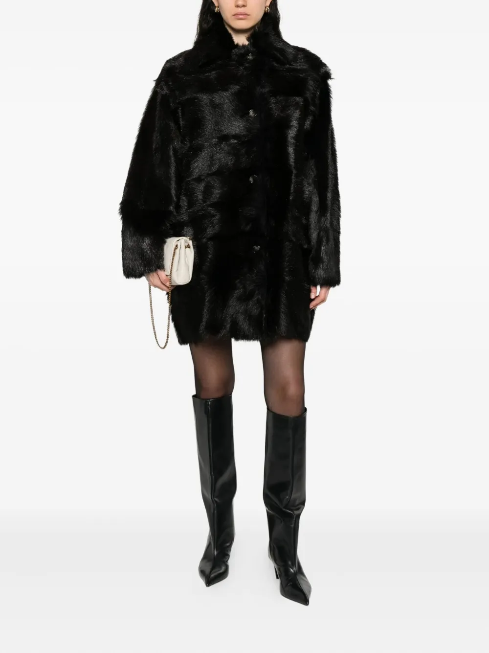 Alberta Ferretti high-neck buttoned coat | Faux Fur & Shearling Jackets | Image 2