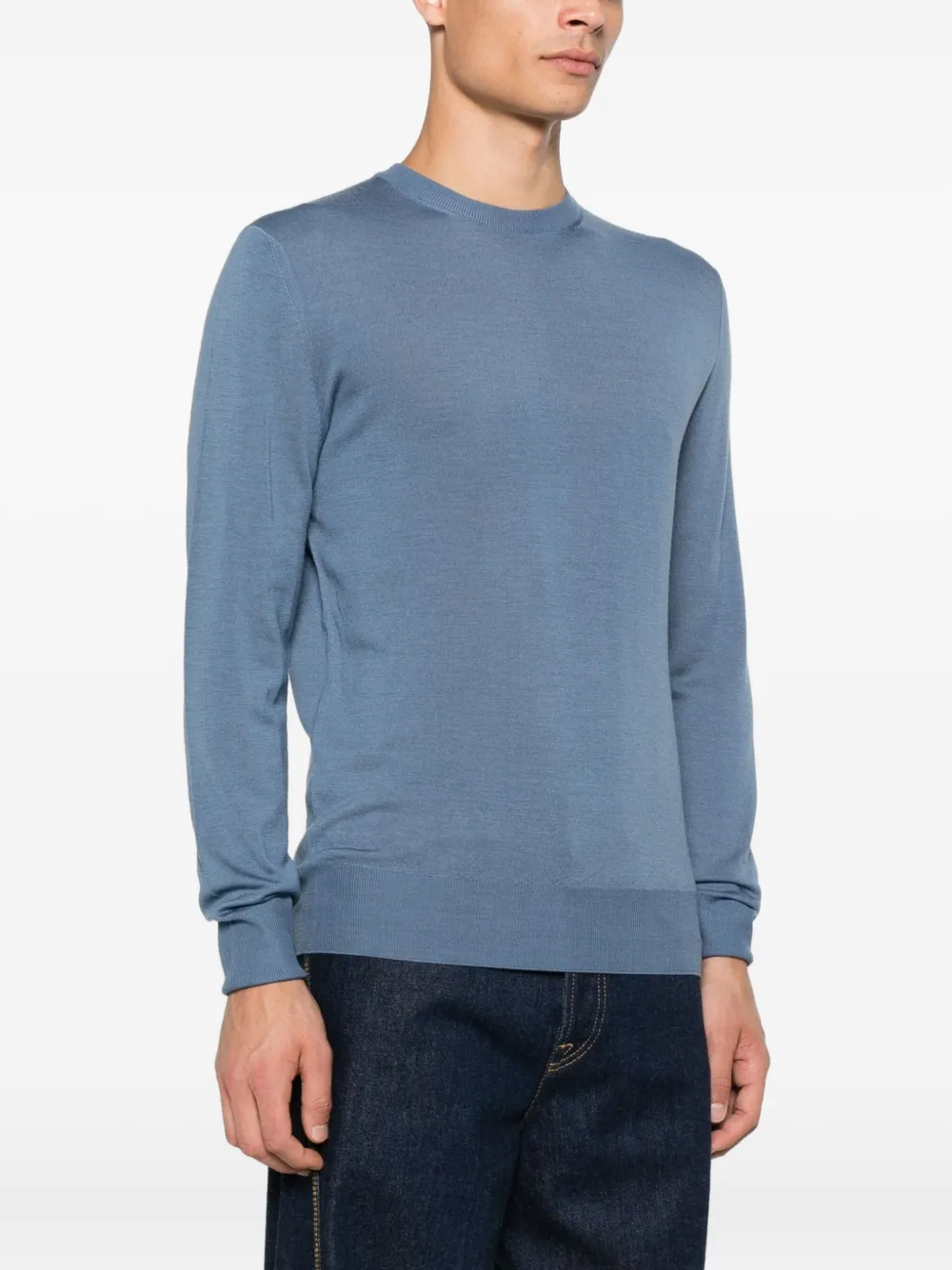 Canali Wollen trui met ronde hals Blauw