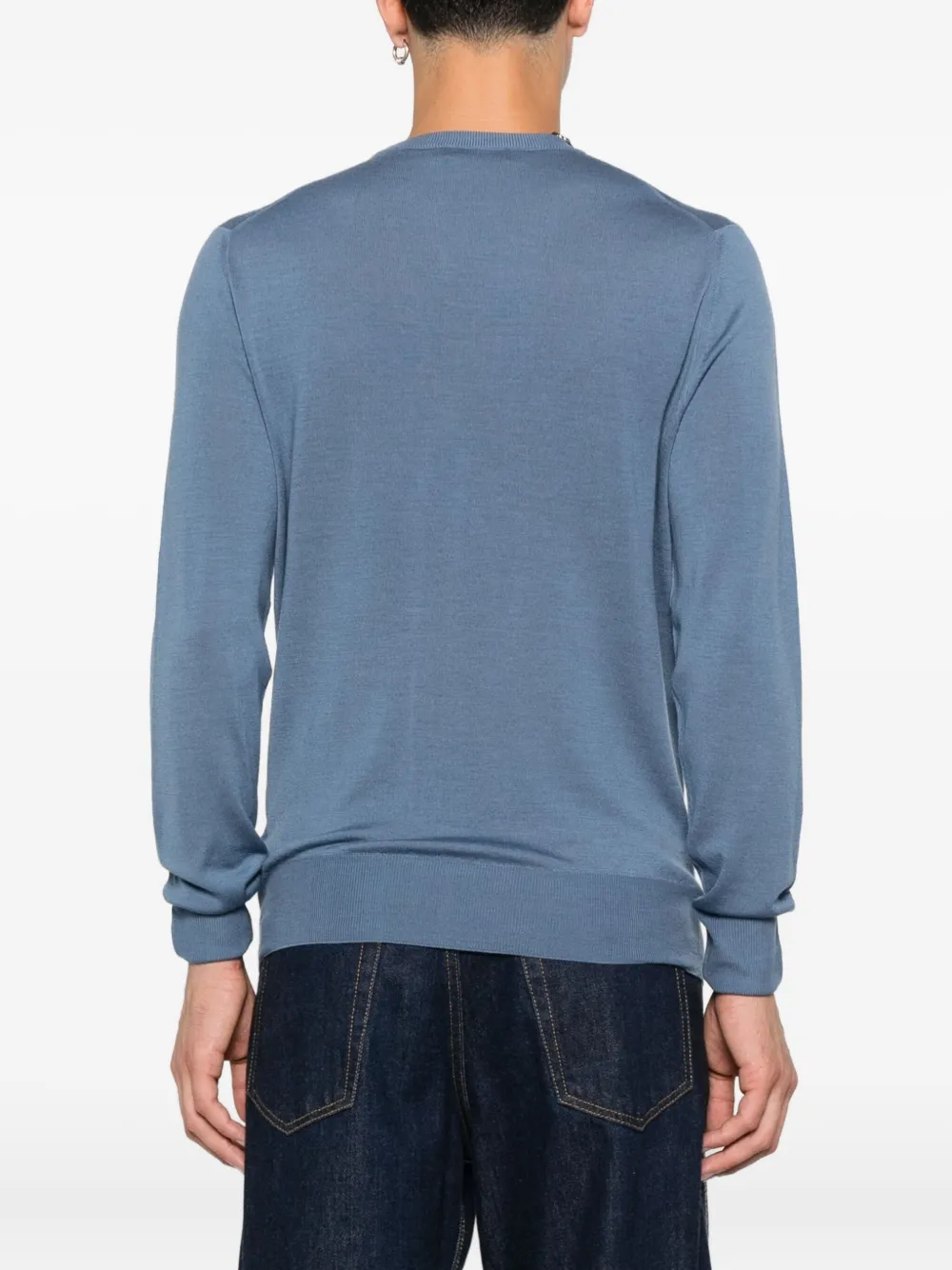 Canali Wollen trui met ronde hals Blauw