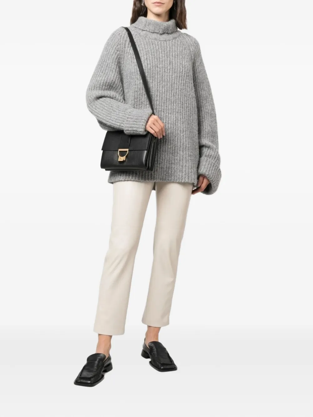 Coccinelle Arlettis leather flap cross body bag Zwart