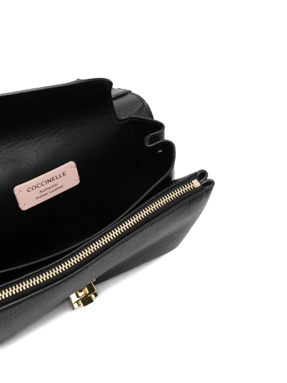 Coccinelle Arlettis leather flap cross body bag Zwart