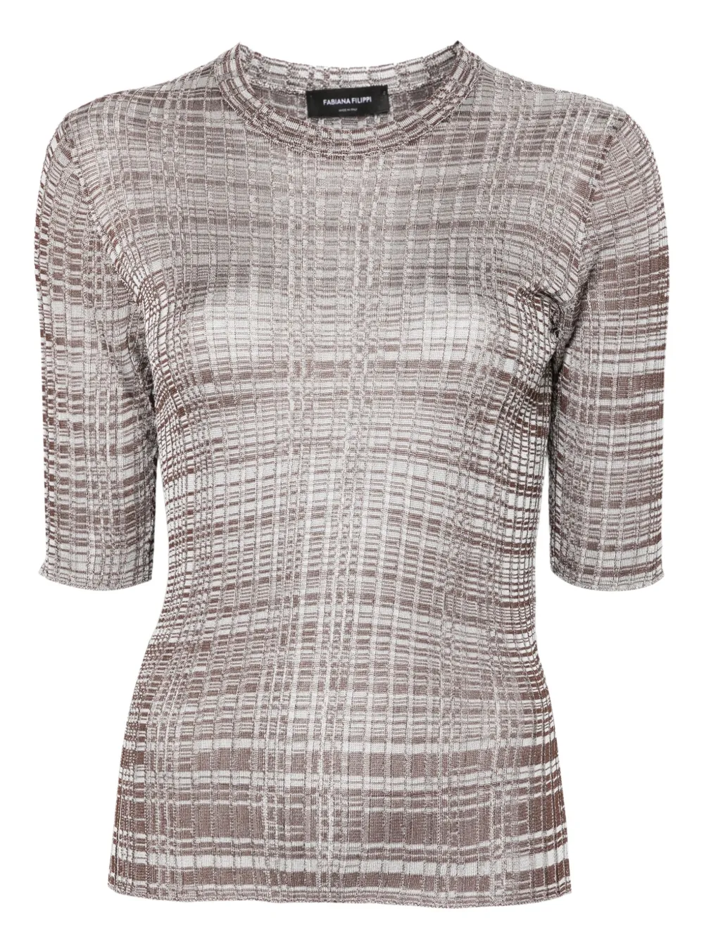 Fabiana Filippi Geplooid gestreept T-shirt Bruin
