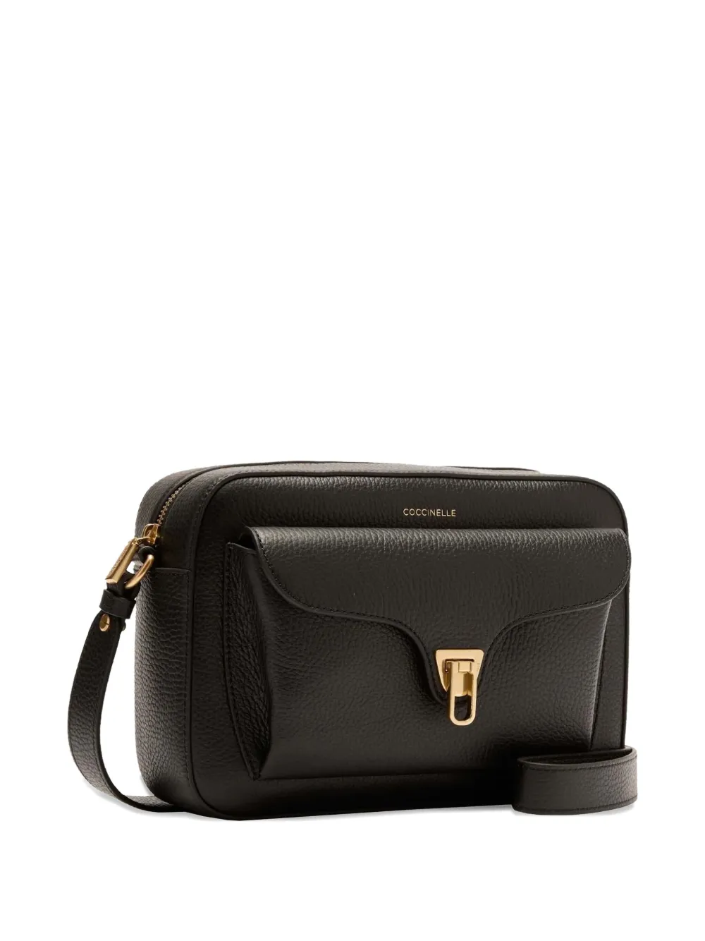 Coccinelle large Beat Soft flap-pocket leather shoulder bag Zwart
