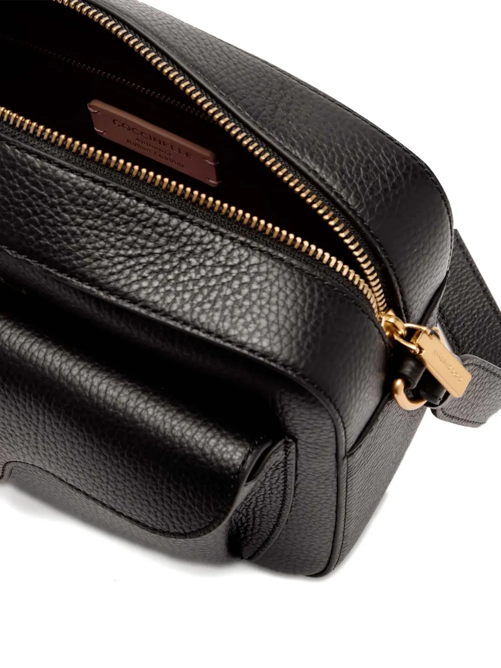 Coccinelle large Beat Soft flap-pocket leather shoulder bag Zwart