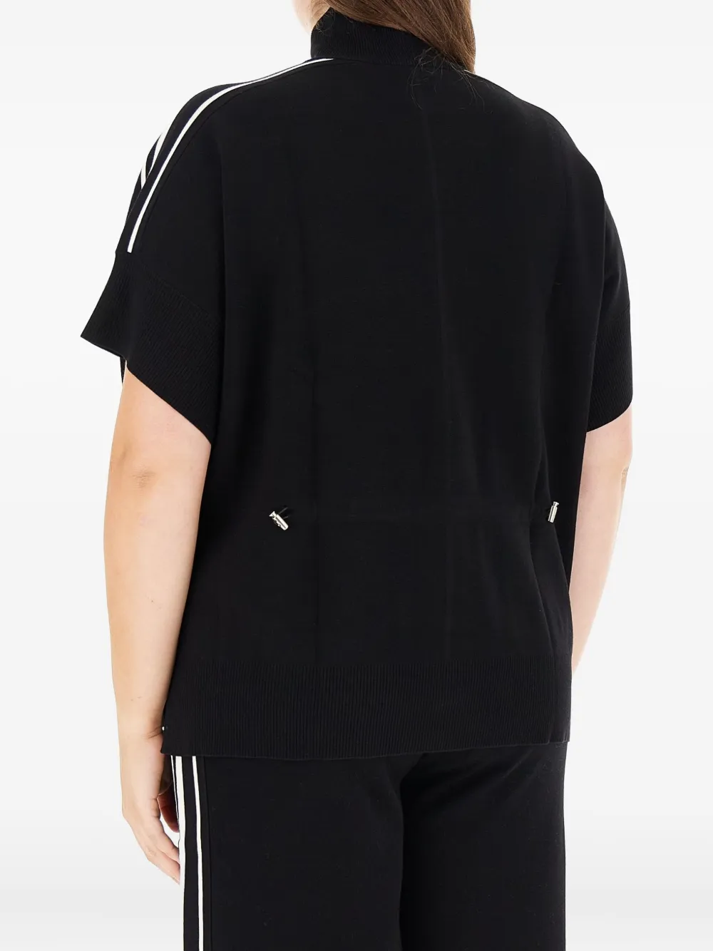 Elena Miro' Stripe-detail Zip-front Sweater In Black