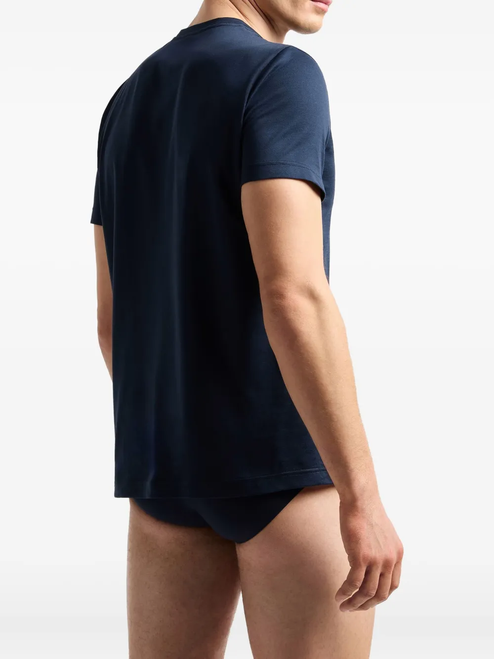 Giorgio Armani Katoenen T-shirt met geborduurd logo Blauw