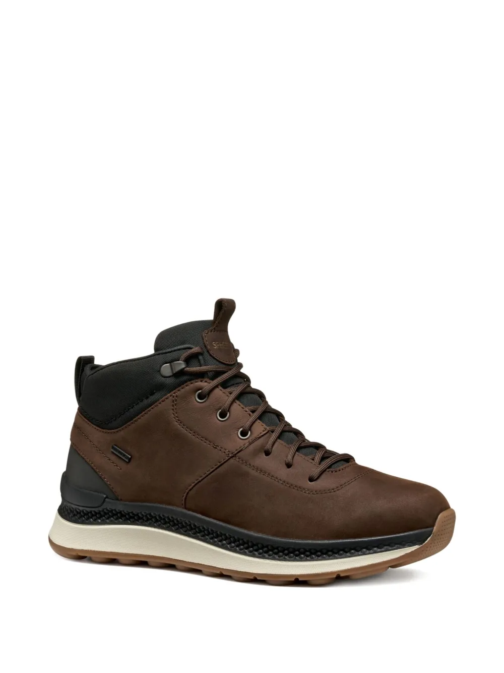 Geox lace-up leather-details sneakers Brown