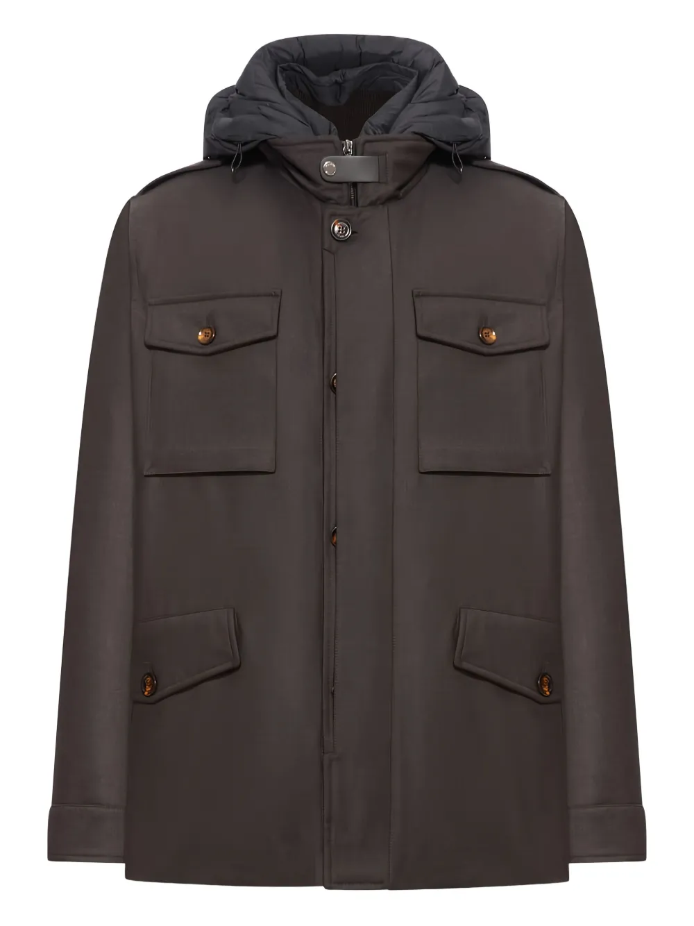 Moorer Isac hooded wool field jacket | Brown | Image 1