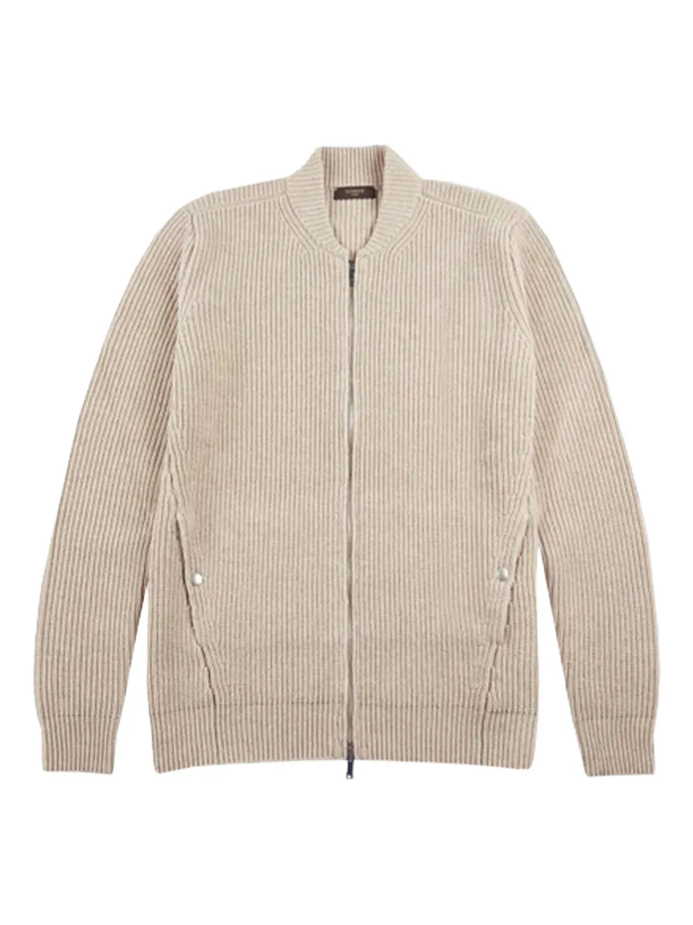 Zanone ribbed zip-up cardigan | Neutrals | Image 1