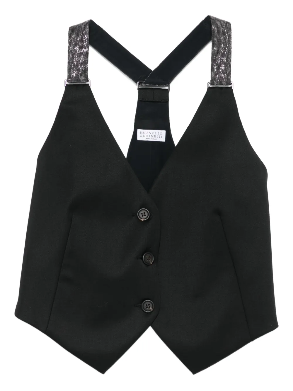 Brunello Cucinelli glitter-strap buttoned waistcoat Zwart
