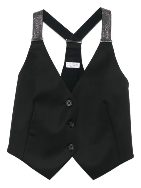Brunello Cucinelli glitter-strap buttoned waistcoat