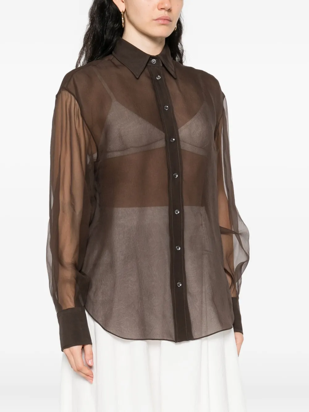 Brunello Cucinelli Zijden blouse Bruin