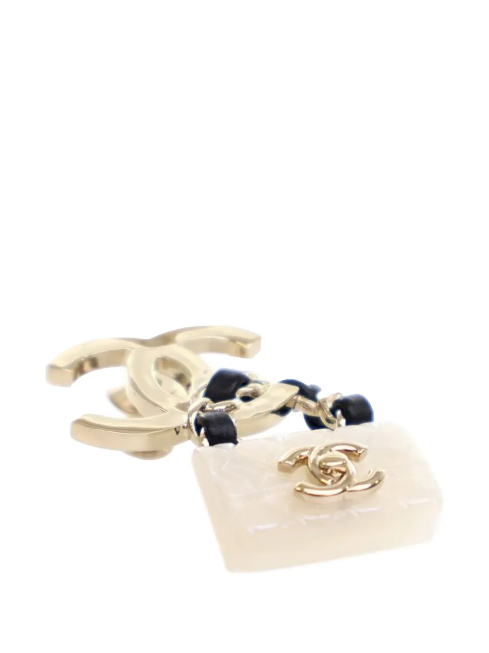 CHANEL Pre-Owned 2023 Gold Plated Enamel CC Quilted Flap Brooch costume brooch | Image 2