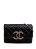 CHANEL Pre-Owned 2011 Sequined Goatskin CC Crystal Wallet On Chain crossbody bag - Black