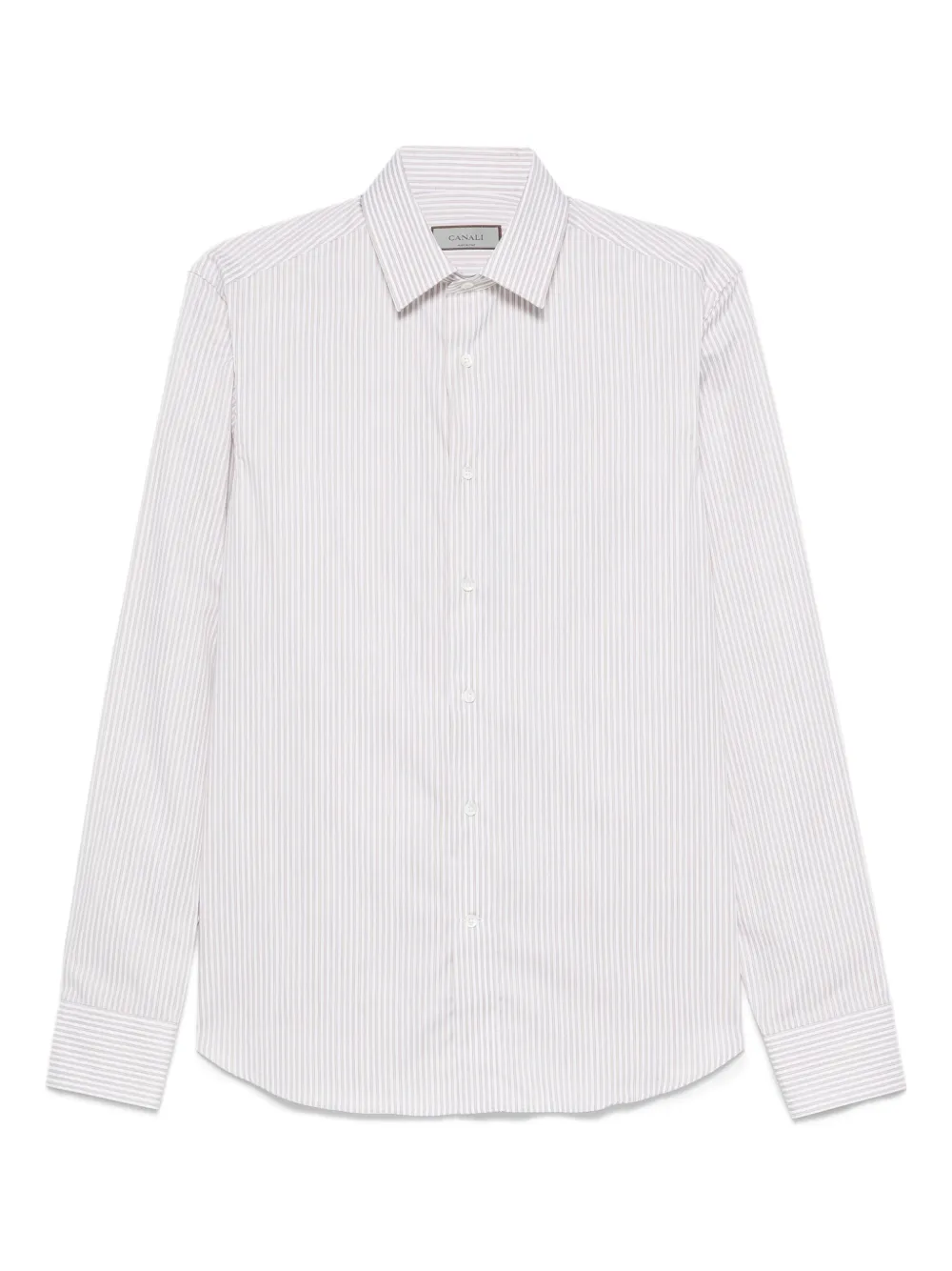 Canali Gestreept katoenen overhemd Beige