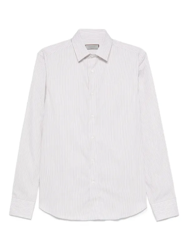 Canali Striped Cotton Shirt in Neutrals