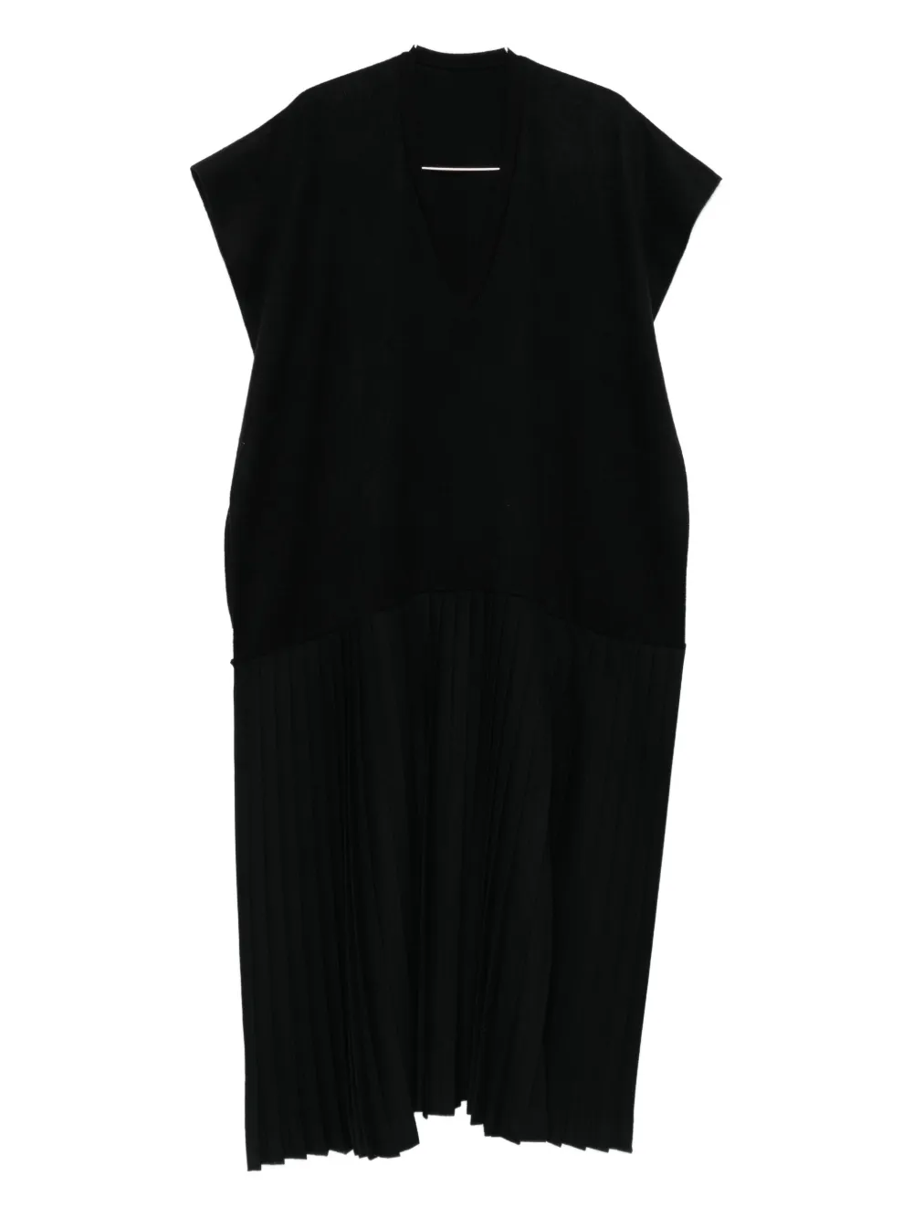 Bless V-neck Short-sleeve Poncho In Black