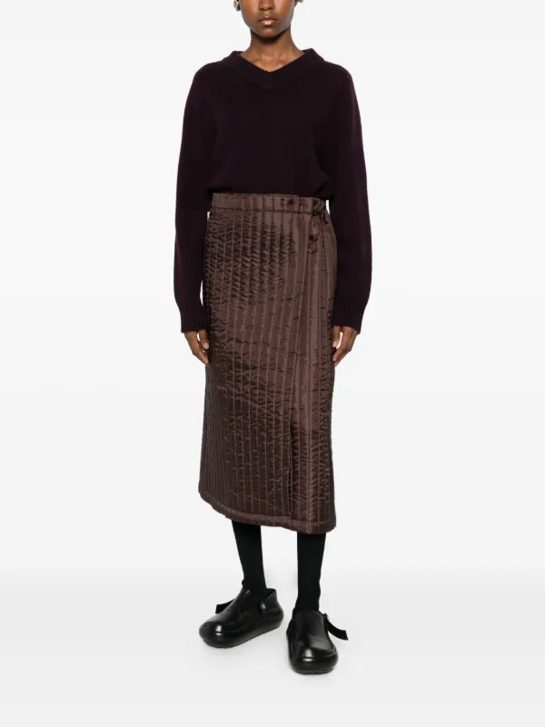 Bless Nº08 Monpe Midi Skirt | Brown | FARFETCH NO