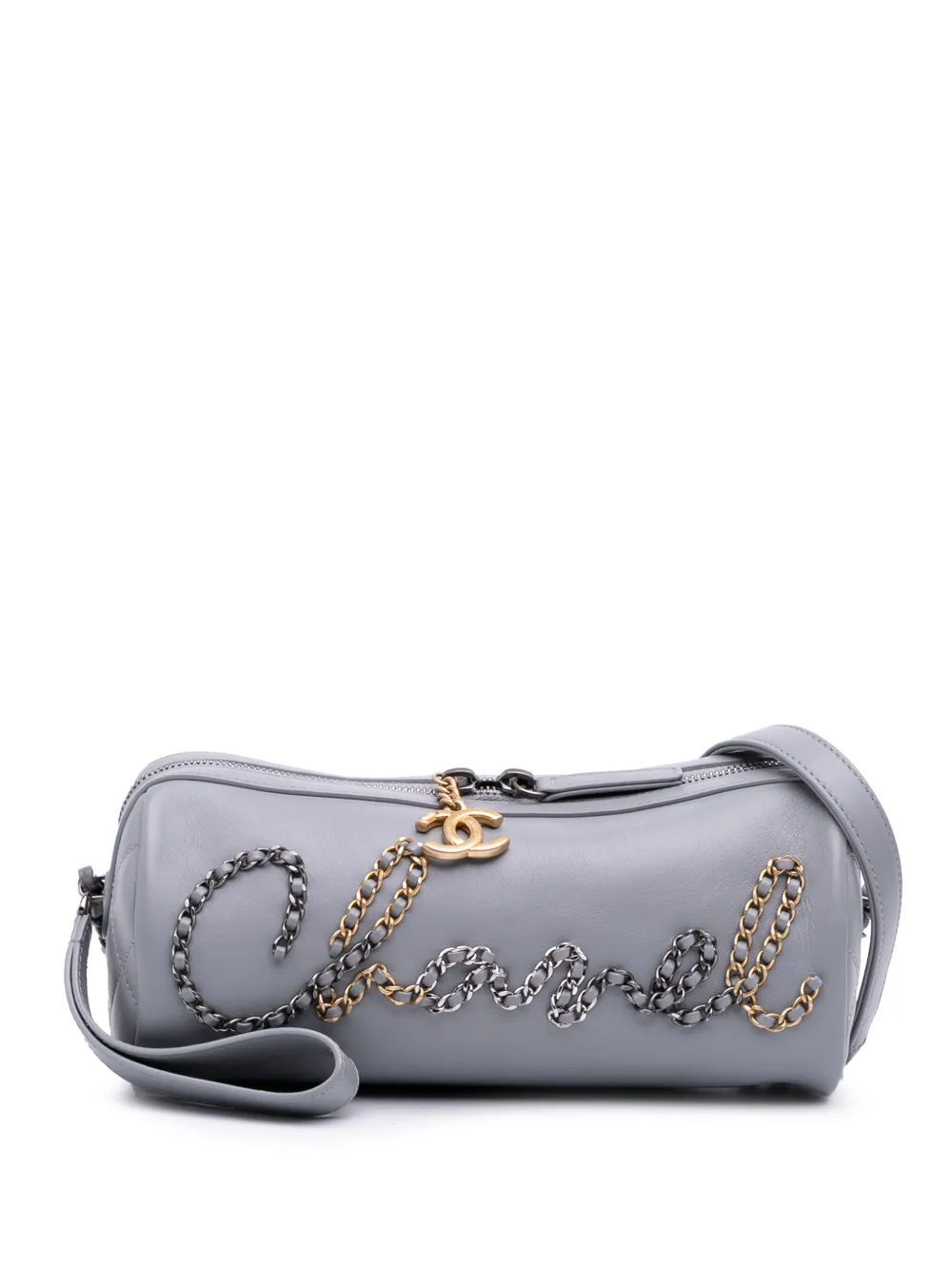 CHANEL Pre-Owned 2020 カーフスキン シグネチャーチェーン 20s ボウリング ショルダーバッグ - グレー CHANEL Pre-Owned 2020 カーフスキン シグネチャーチェーン 20s ボウリング ショルダーバッグ - グレー