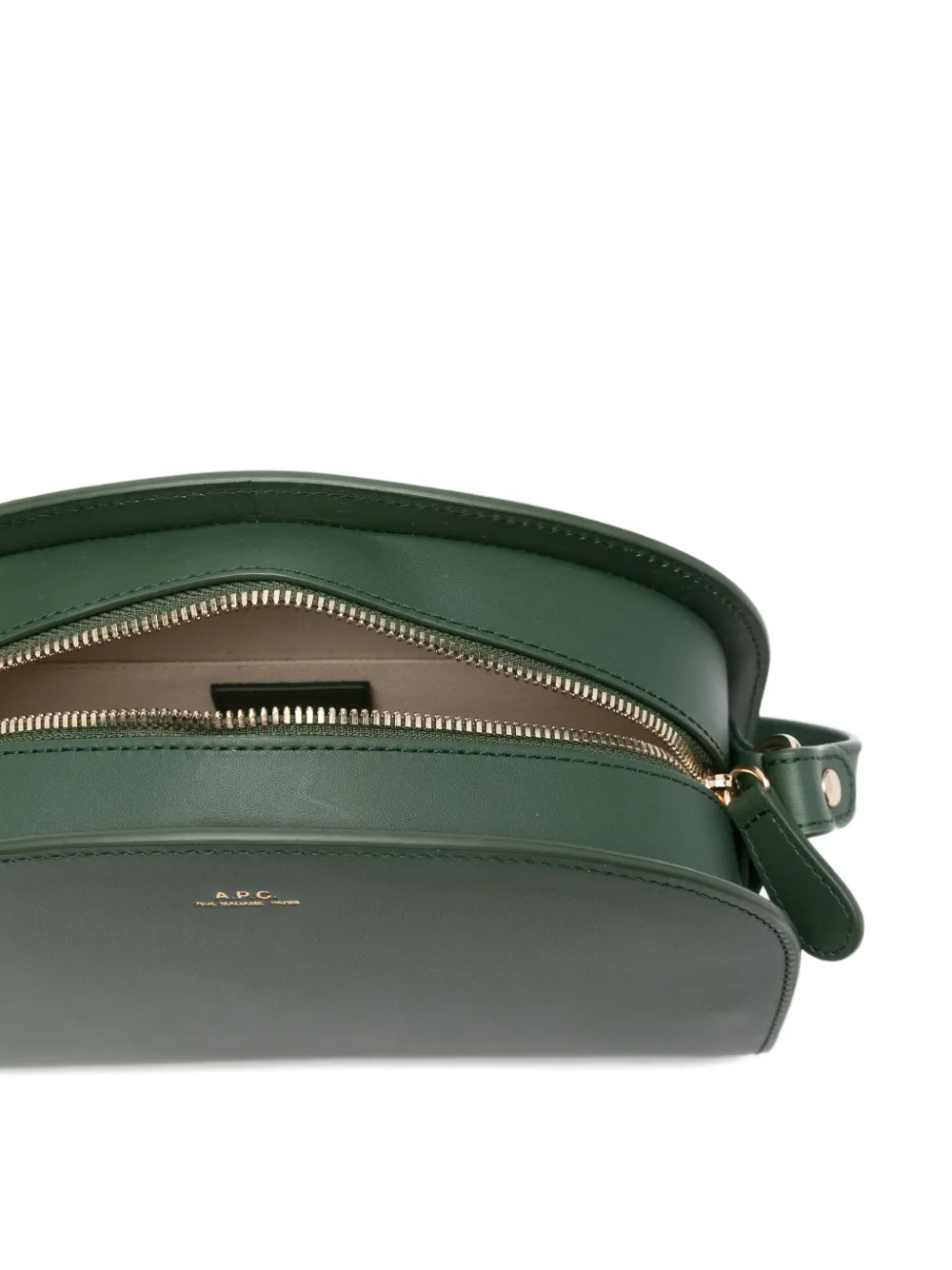 Apc Demi-lune Leather Crossbody Bag In Green