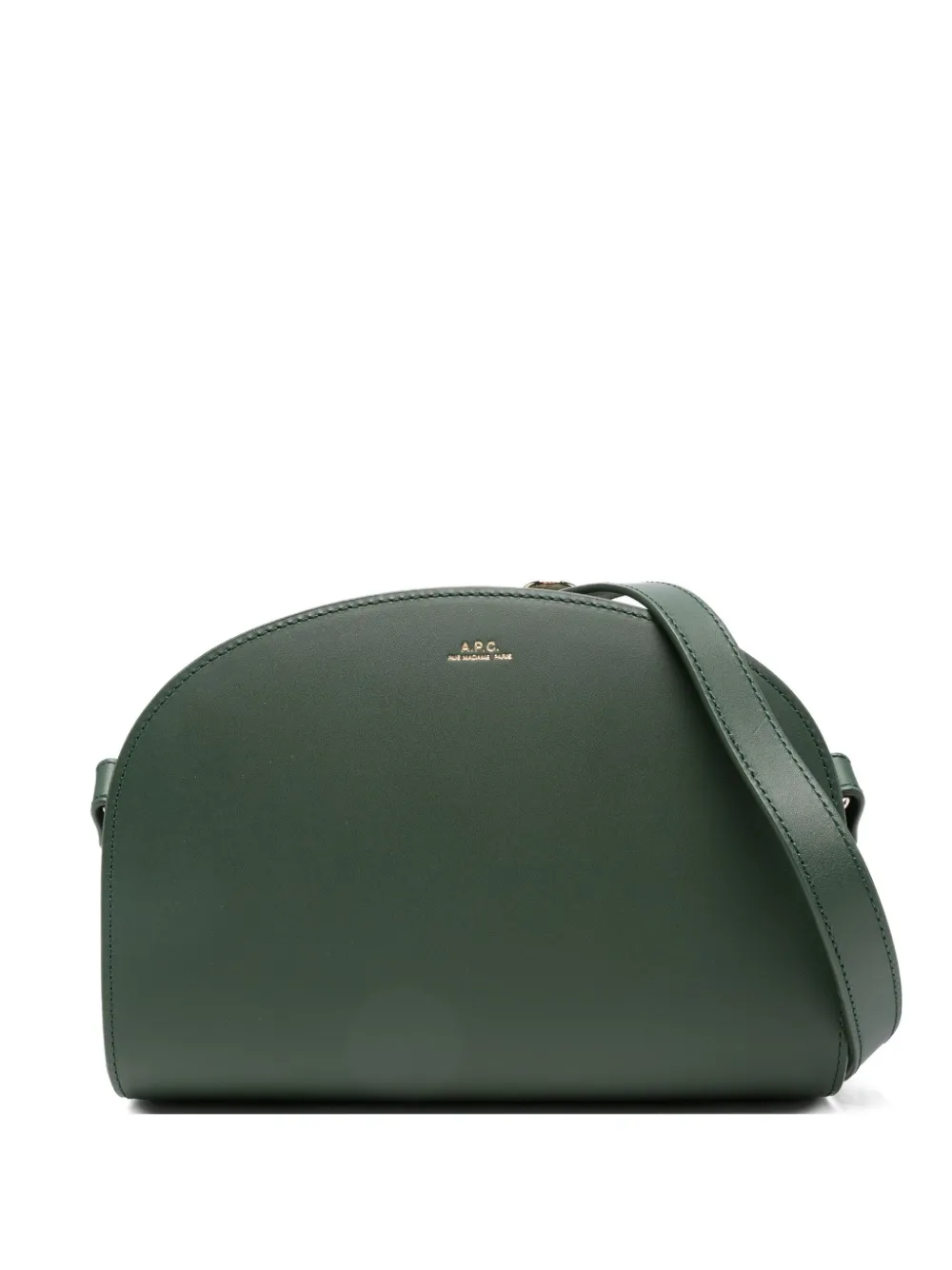 Apc Demi-lune Leather Crossbody Bag In Green
