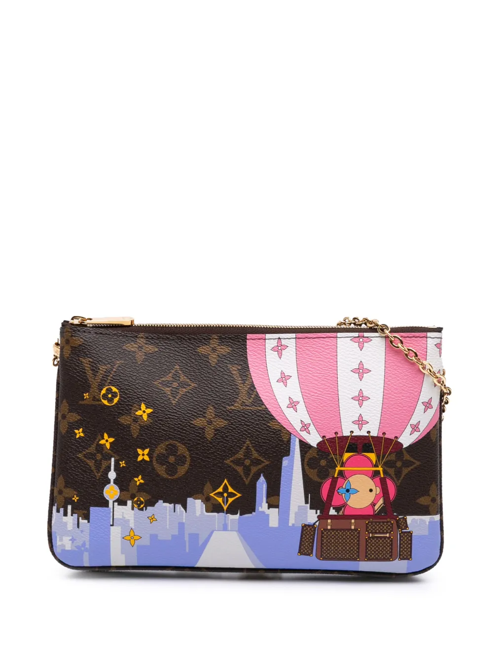 Louis Vuitton Pre-Owned 2019 Monogram Double Zip Pochette Illustre Louis Vuitton Pre-Owned 2019 Monogram Double Zip Pochette Illustre