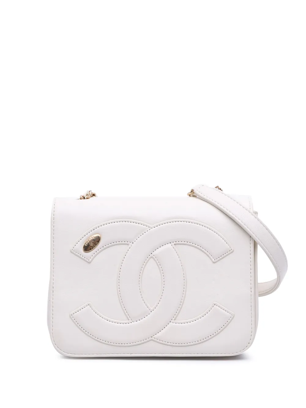 CHANEL Pre-Owned 2019 ココマーク マニアフラップ ショルダーバッグ - ホワイト CHANEL Pre-Owned 2019 ココマーク マニアフラップ ショルダーバッグ - ホワイト