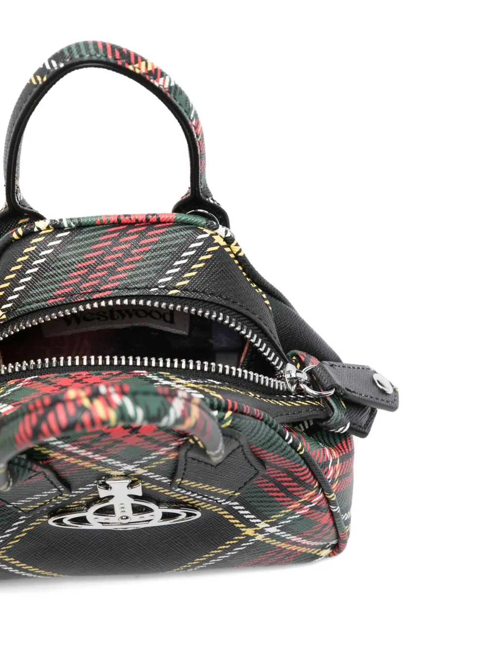 Vivienne Westwood Geruite mini-tas verfraaid met Orb-logo Zwart