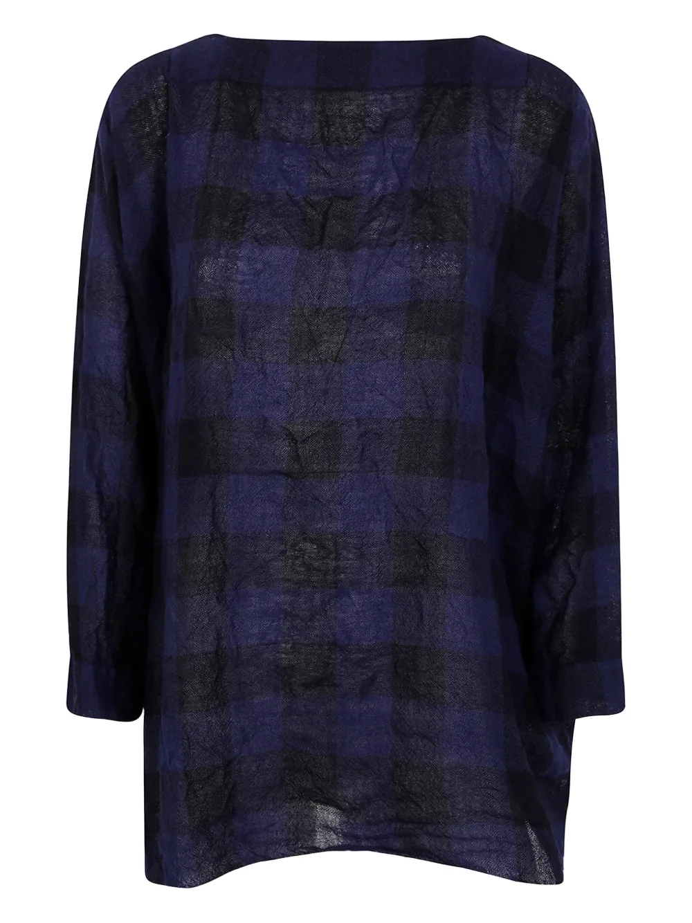 Daniela Gregis Check-pattern Wool Blouse In Blue