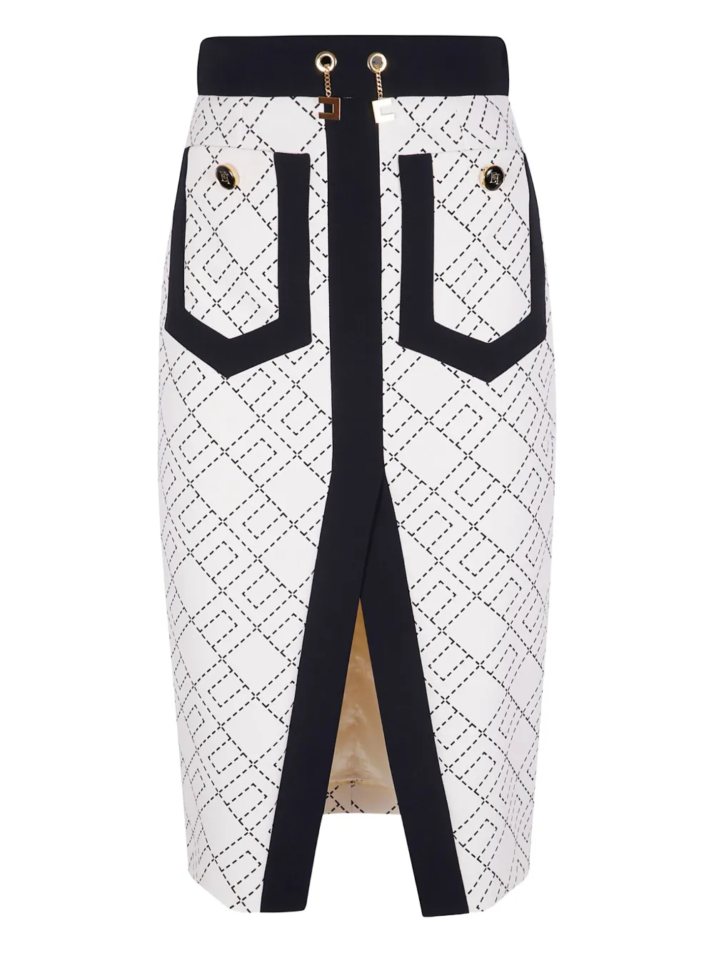 Elisabetta Franchi Midi-rok met geometrische print Zwart