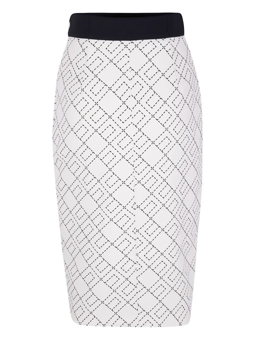 Elisabetta Franchi Midi-rok met geometrische print Zwart