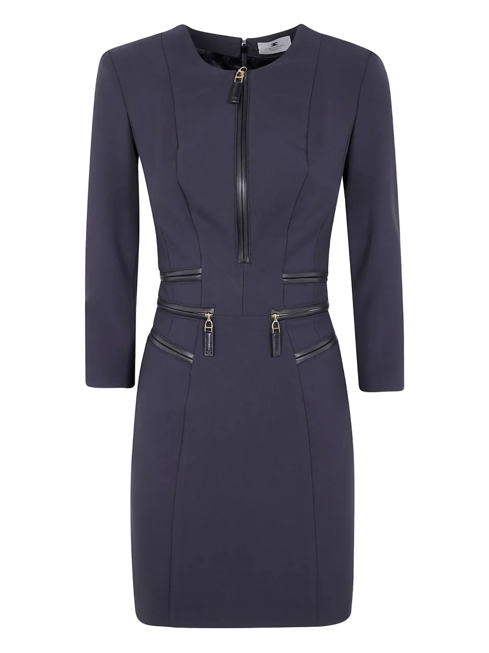 Elisabetta Franchi Jurk met cropped mouwen en ritsdetail Blauw