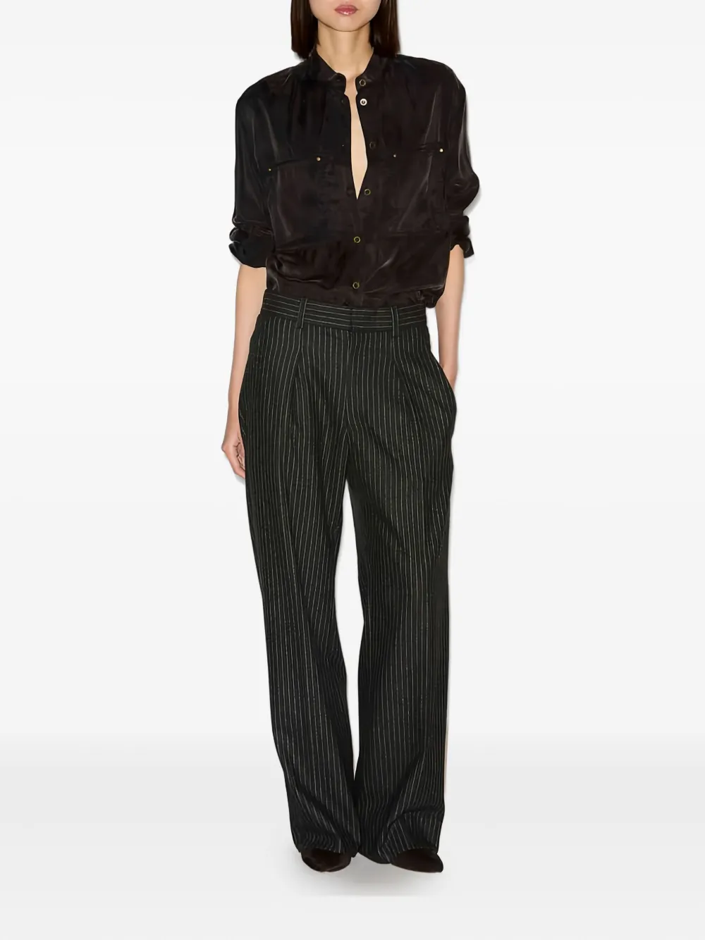 MARANT ÉTOILE Lisetta broek met krijtstreep - Zwart