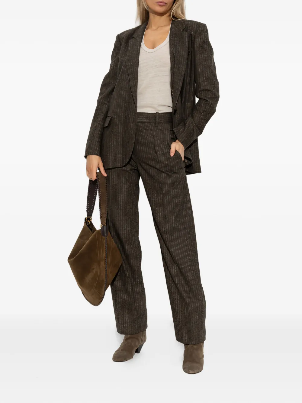 MARANT ÉTOILE Lisetta broek met krijtstreep - Bruin
