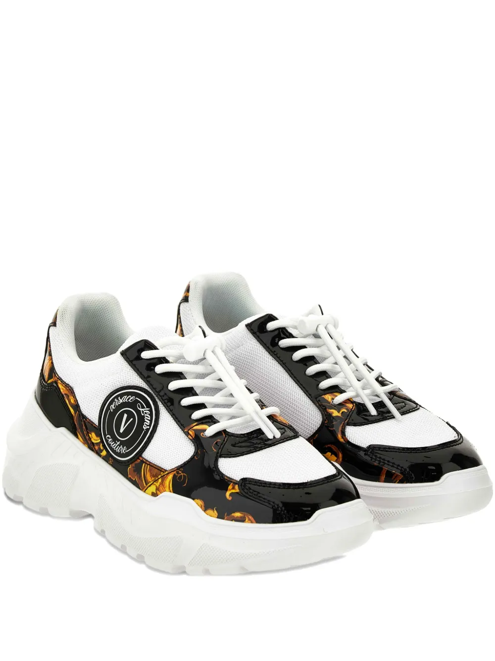 Versace Jeans Couture Barocco-print Platform Sneakers In White